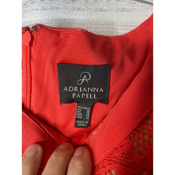 Women's Adrianna Papell salmon colored lace overlay dress sleeveless size 6‎ - Picture 2 of 4